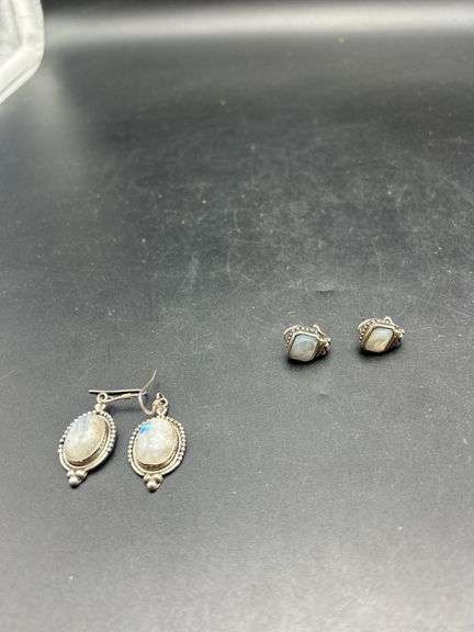 Sterling Silver Earrings with Moonstones - 2 Pair image