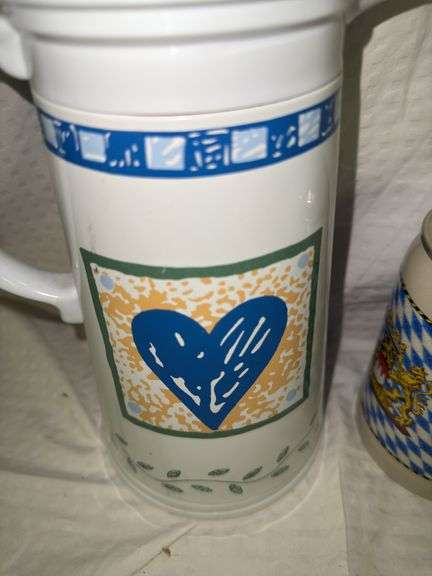 Ceramic Pitcher with Heart Design and GERZ Bavarian Beer Stein
