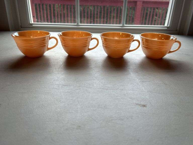 Set of 4 Fire King Peach Luster Oven Ware Mugs image