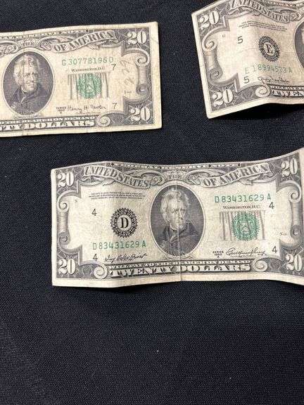 Group of Five US $20 Bills