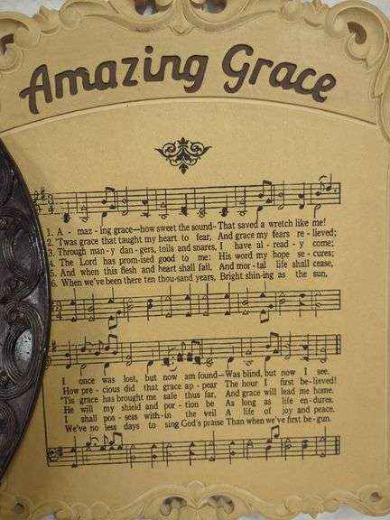 Religious Wall Decor: "Amazing Grace" Sheet Music and John 3:16 Plate