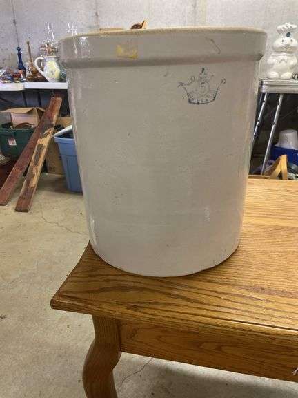 Large Stoneware Crock with Crown USA Mark - 5 Gallon