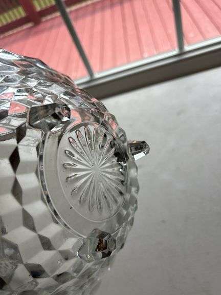 Set of Two Pressed Glass Diamond Pattern Bowls