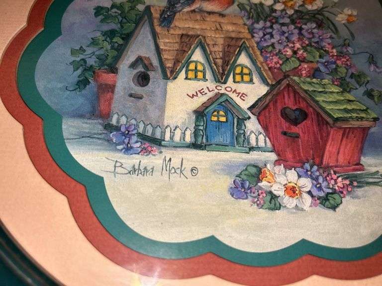 Assorted Home Decor Items: Lantern, Framed Art, Planter, Figurines, and Shoes