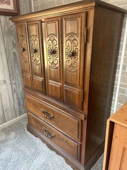 Wood Armoire with 2 Drawers
