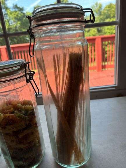 Set of Four Glass Canisters with Latch Closures