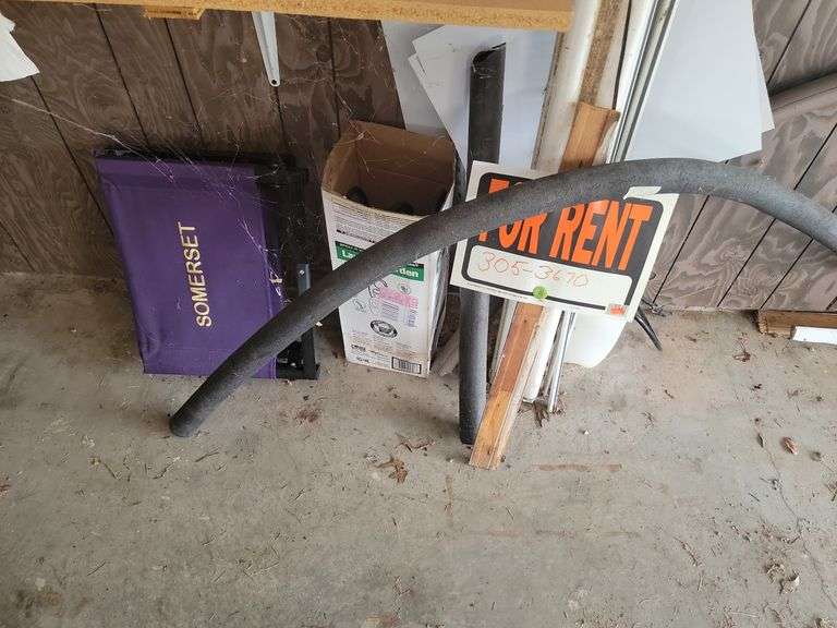 Mixed Lot: 'For Rent' Sign, Somerset Folding Chair, and Supplies image