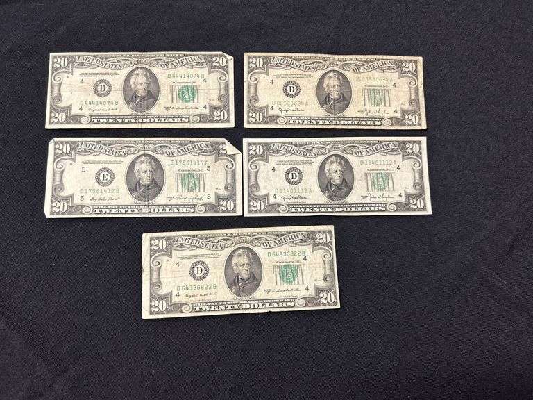 Lot of Five $20 Bills