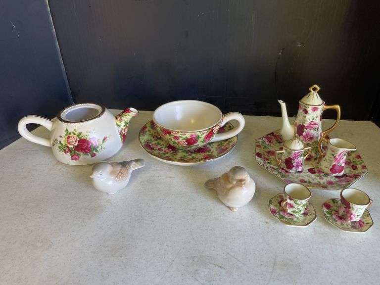 Royal Albert Old Country Roses Tea Set and Figurine Lot
