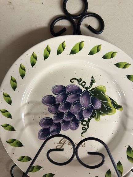 Decorative Fruit Plate Trio with Metal Display Stand