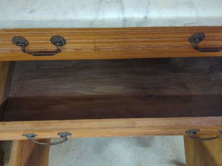 Wood Washstand with Marble Top