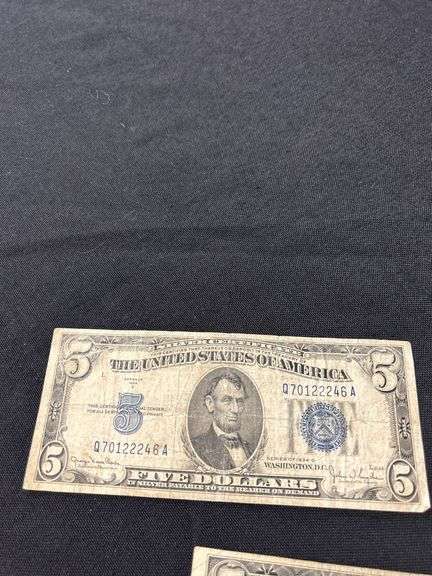 Three 1934 Series $5 Silver Certificate Notes
