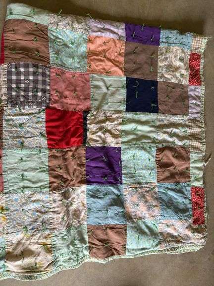 Handmade Patchwork Quilt with Colorful Square Design image