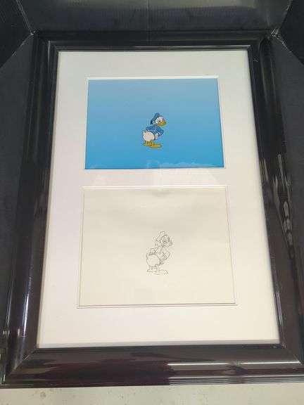 Framed Donald Duck Animation Cel and Drawing image