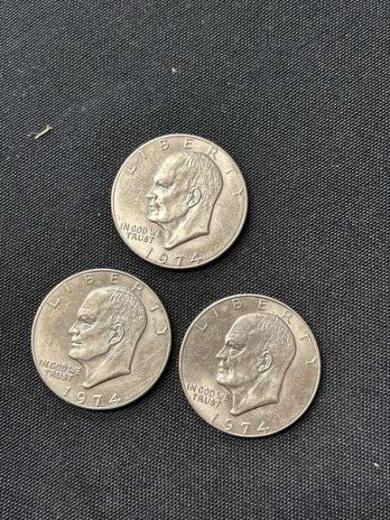 1974 Eisenhower "Ike" Silver Dollar Coins - Lot of 3