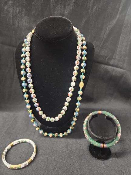 Cloisonne Beaded Necklace with Matching Bracelets image