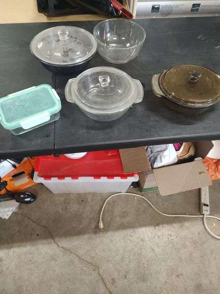 PYREX AND ANCHOR MIXING BOWLS AND ETC