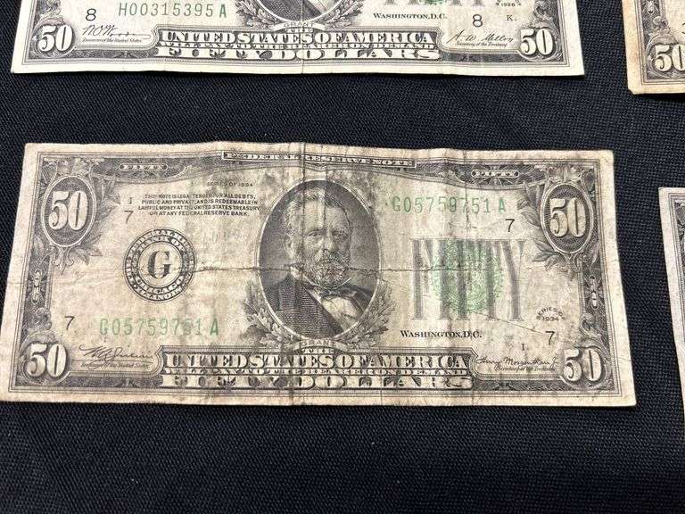 Four 1934 Series $50 Federal Reserve Notes