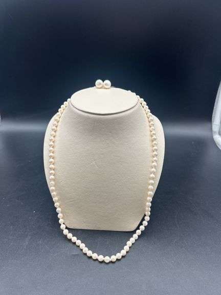 Pearl Necklace and Earring Set image