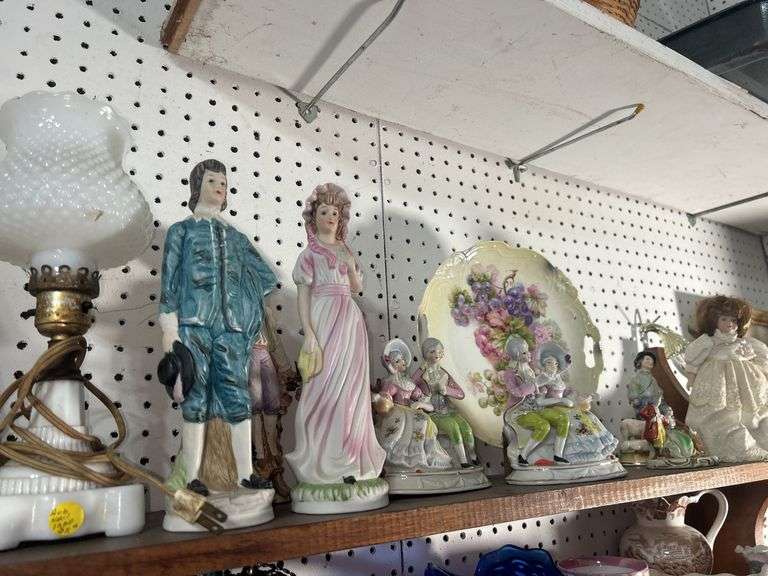 Porcelain Figurines, Plate, Lamp and Doll Collection image