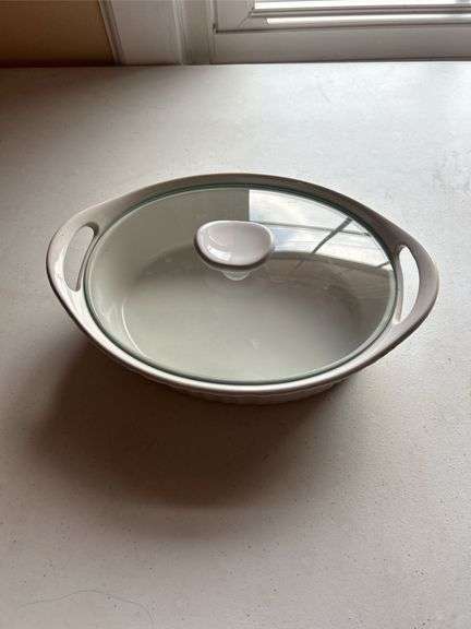 CorningWare French White Oval Casserole Dish with Glass Lid image