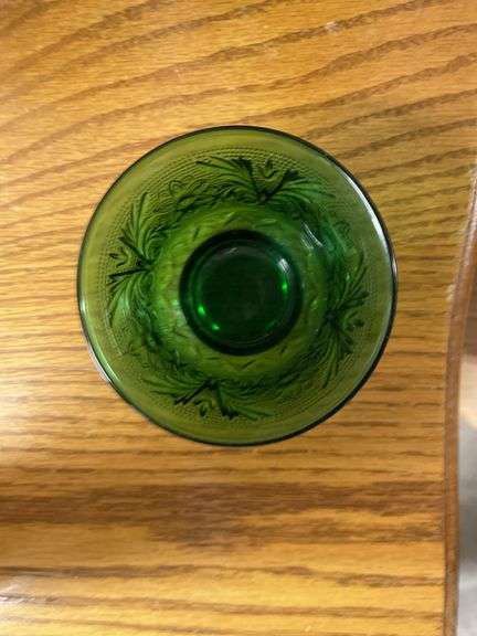 Set of 19 Green Depression Glass Bowls with Floral Design