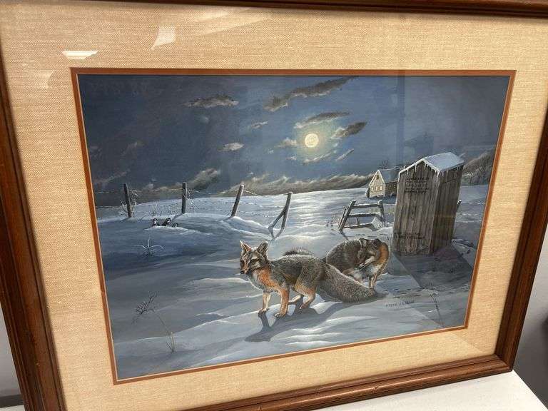 Steve St. Clair Signed Framed Winter Fox Print