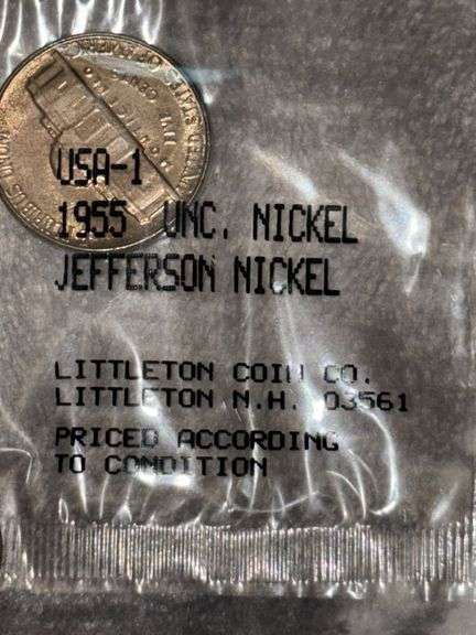 LITTLETON COIN COMPANY IN PLASTIC 1955 JEFFERSON NICKLE image
