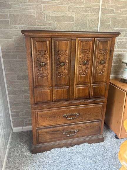 Wood Armoire with 2 Drawers image
