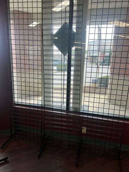 Lot of 3 Black Metal Grid Display Racks