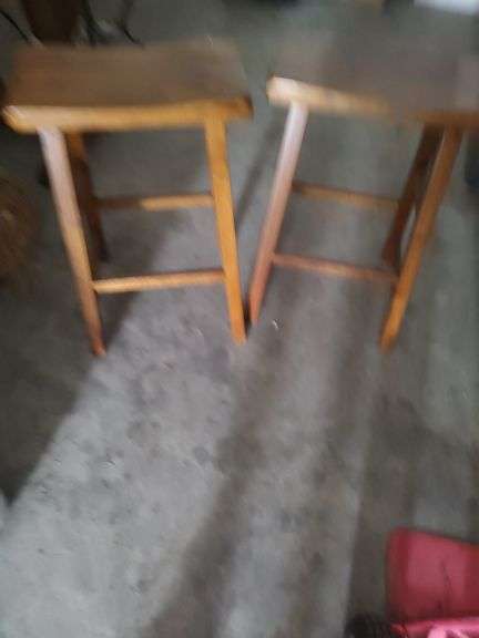 SET OF 2 SADDLE SEAT BAR STOOLS - 29 INCHES FLOOR TO SEAT