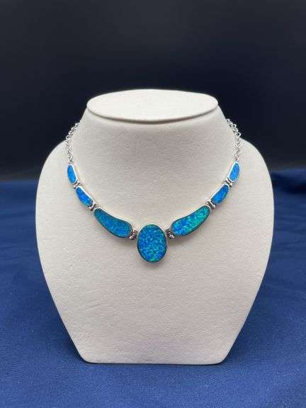 Sterling Silver and Opal Necklace image