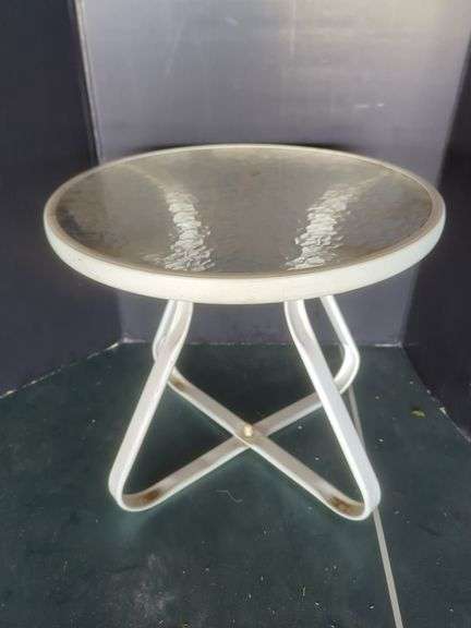 Round Glass Top Patio Side Table image