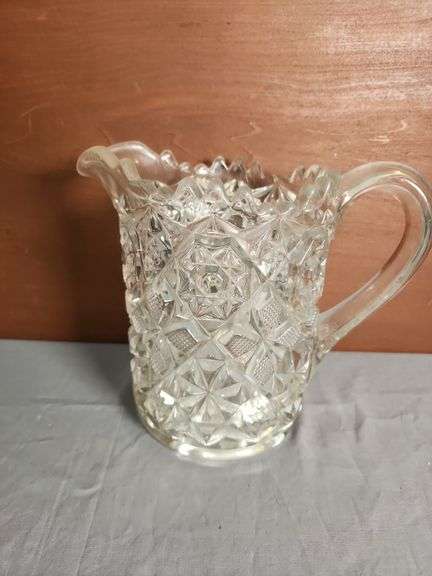 Clear Pressed Glass Pitcher with Starburst Design image