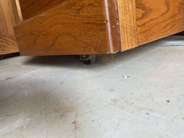 Oak Roll Top Desk with Multiple Drawers
