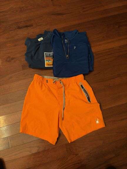 TWO MALE SHIRTS AND A PAIR OF SPYDER SWIMMING TRUNKS image