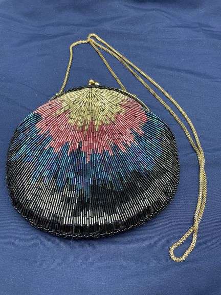 Colorful Beaded Evening Bag with Chain Strap image