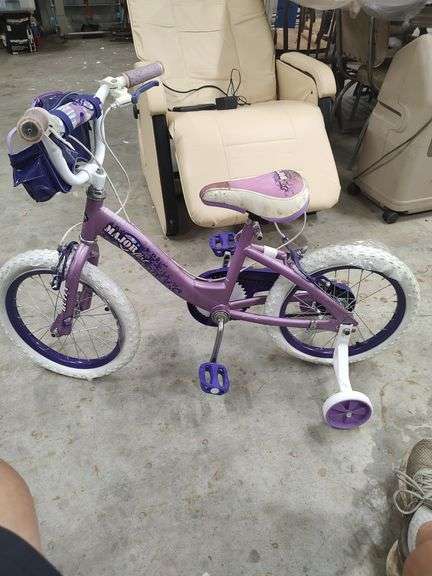 GIRLS 16 INCH HUFFY MAJOR FLIRT BICYCLE WITH TRAINING WHEELS