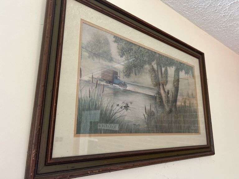 Fred Thrasher 1978 "Community Rolling Store" Truck Scene Framed Art image