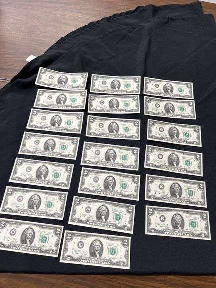 Lot of Twenty (20) Two Dollar Bills