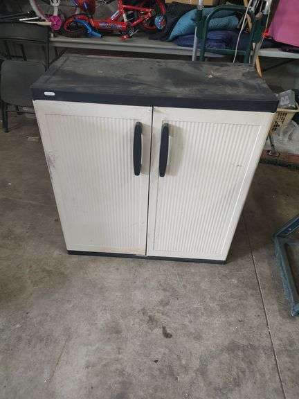 2 DOOR HARD PLASTIC STORAGE CABINET - 35X18X36