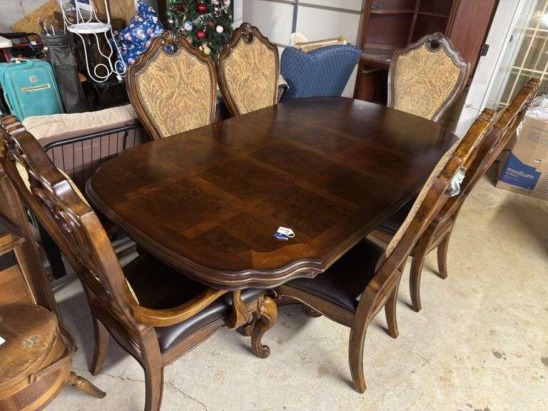 Wood Dining Table with Six Chairs