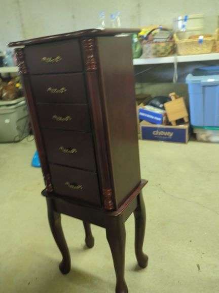 Mahogany Finish Jewelry Armoire