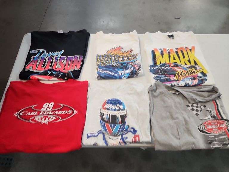 Lot of 6 NASCAR T-Shirts - Mark Martin, Davey Allison, Carl Edwards & More image