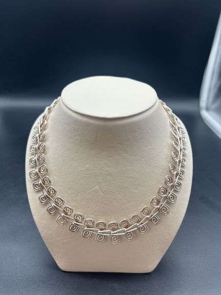 Sterling Silver Spiral Link Necklace - Stamped 925 image