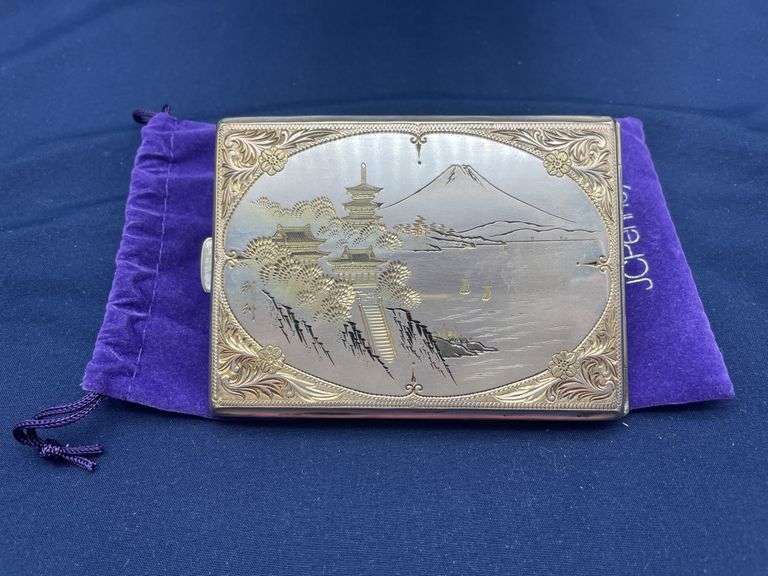 Silver Cigarette Case with Japanese Scene image