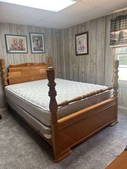 Waterfall Wood Full Size Bed Frame with Mattress image