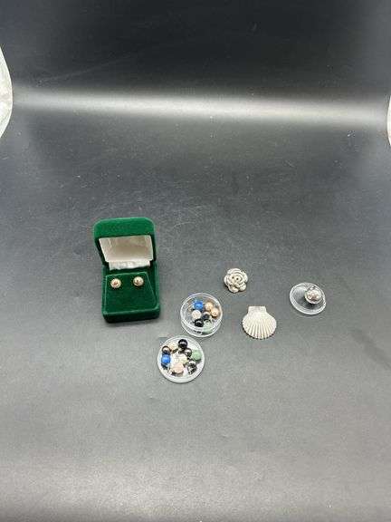 Assorted Fashion Jewelry Lot: Earrings, Pearl Charms, and Pins image