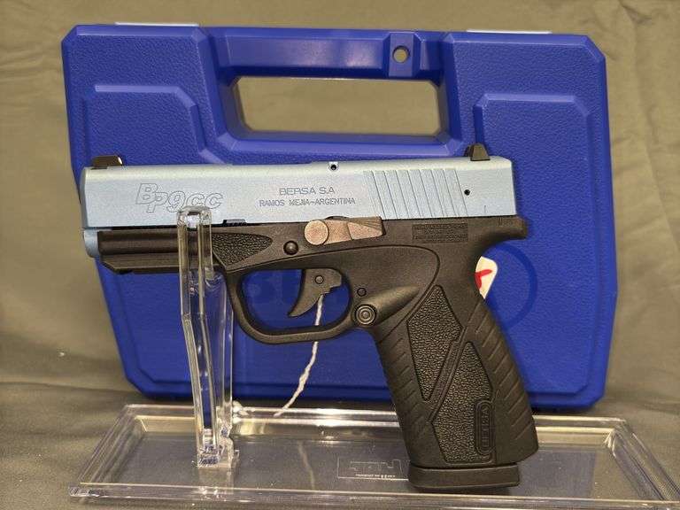 Bersa Bp9cc 9mm Pistol with Blue Cerakote Finish and Magazine