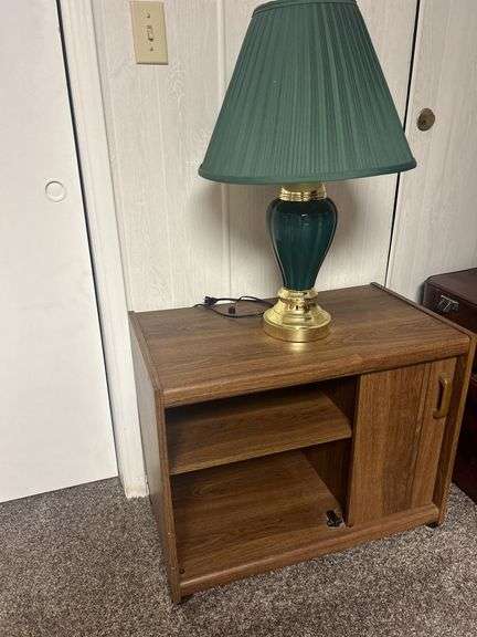 Side Table with Lamp & Set of Three Suitcases image